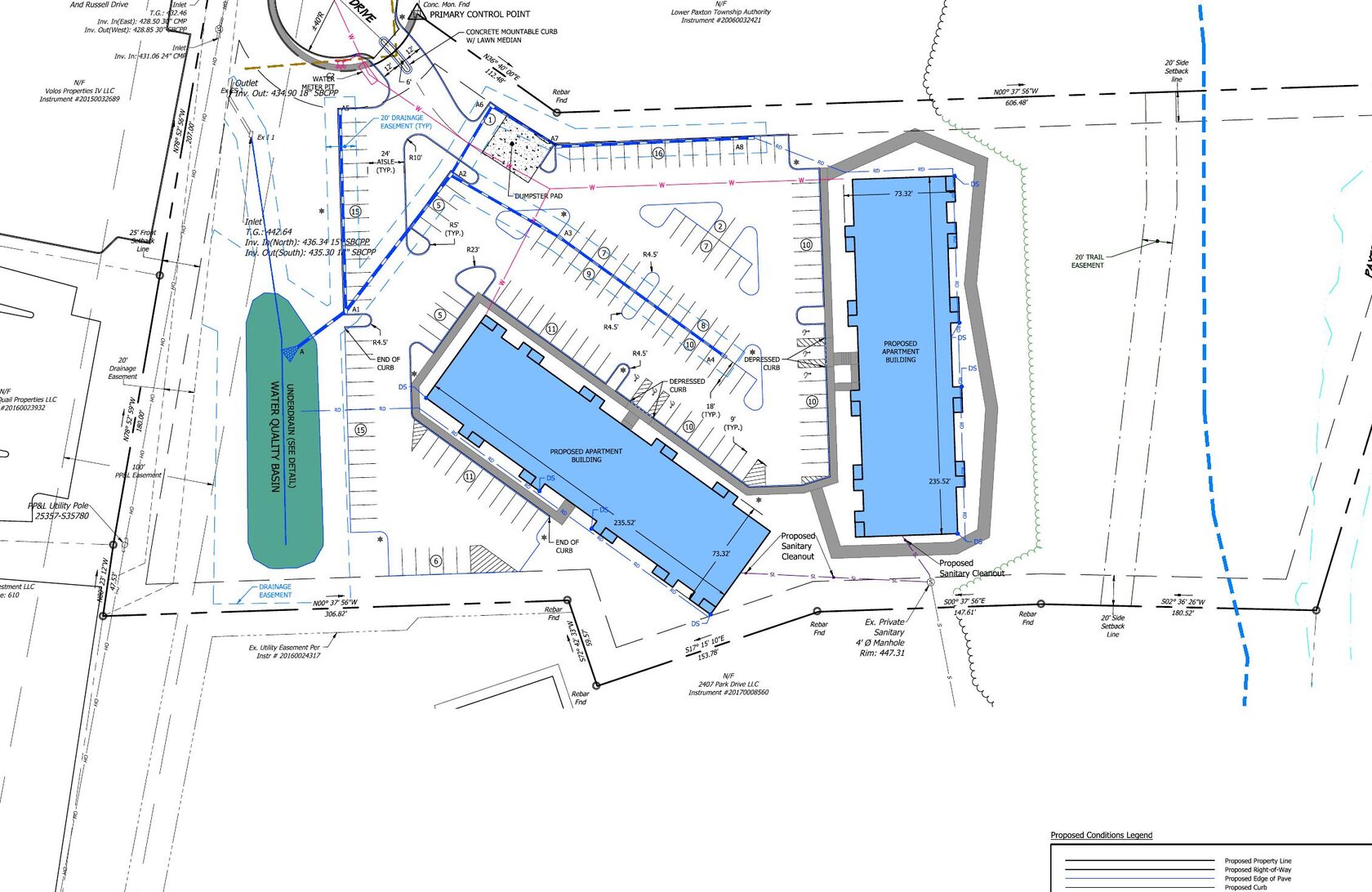 Site plan of Commerce Park Apartments